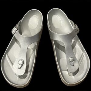 Birkenstock Sandal Silver Thong Gizeh Essentials EVA Waterproof Sz 39